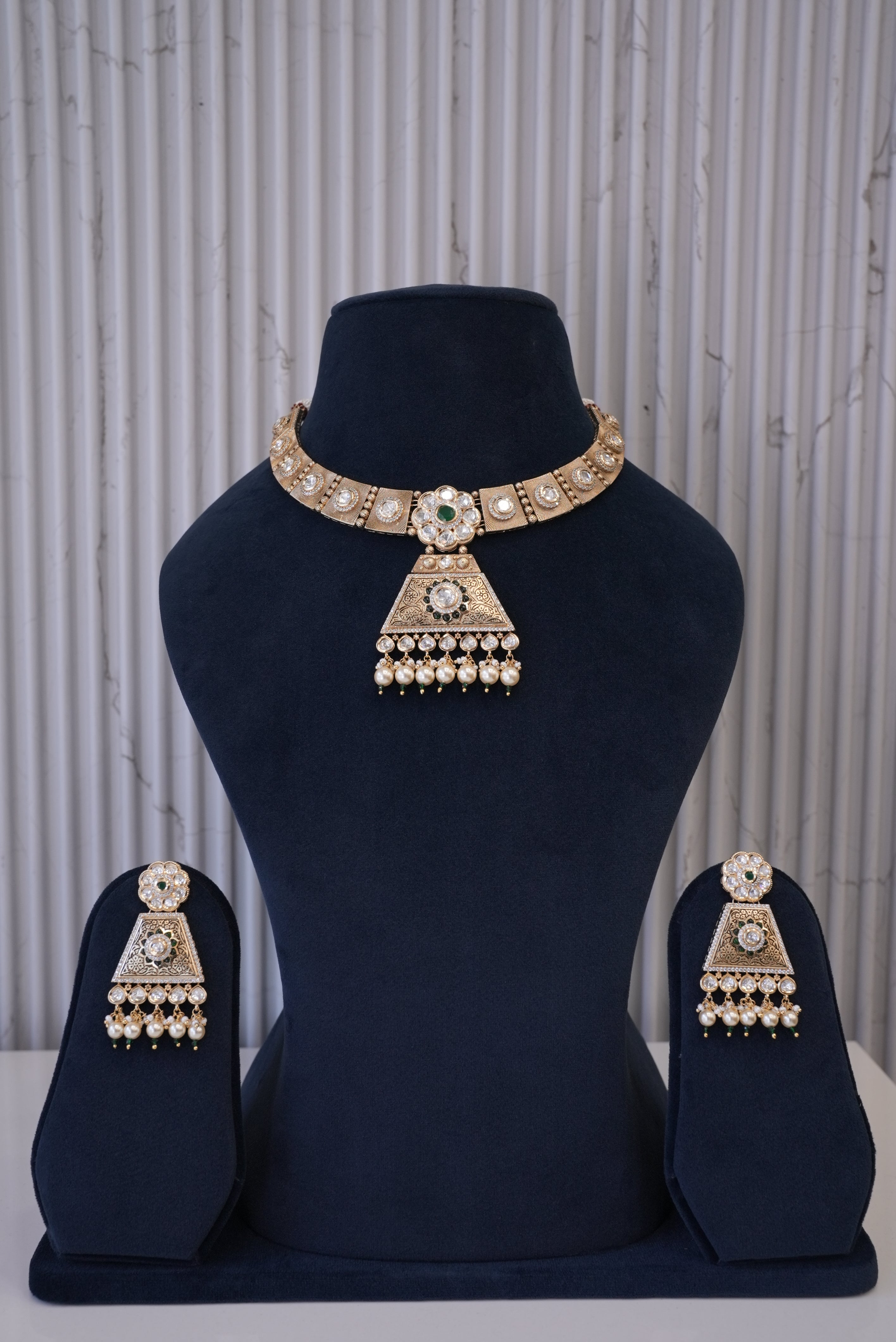 Sheesh Mahal Set, Necklace, Gold Patra demi-fine jewellery, SKU N_KS_6 image 0
