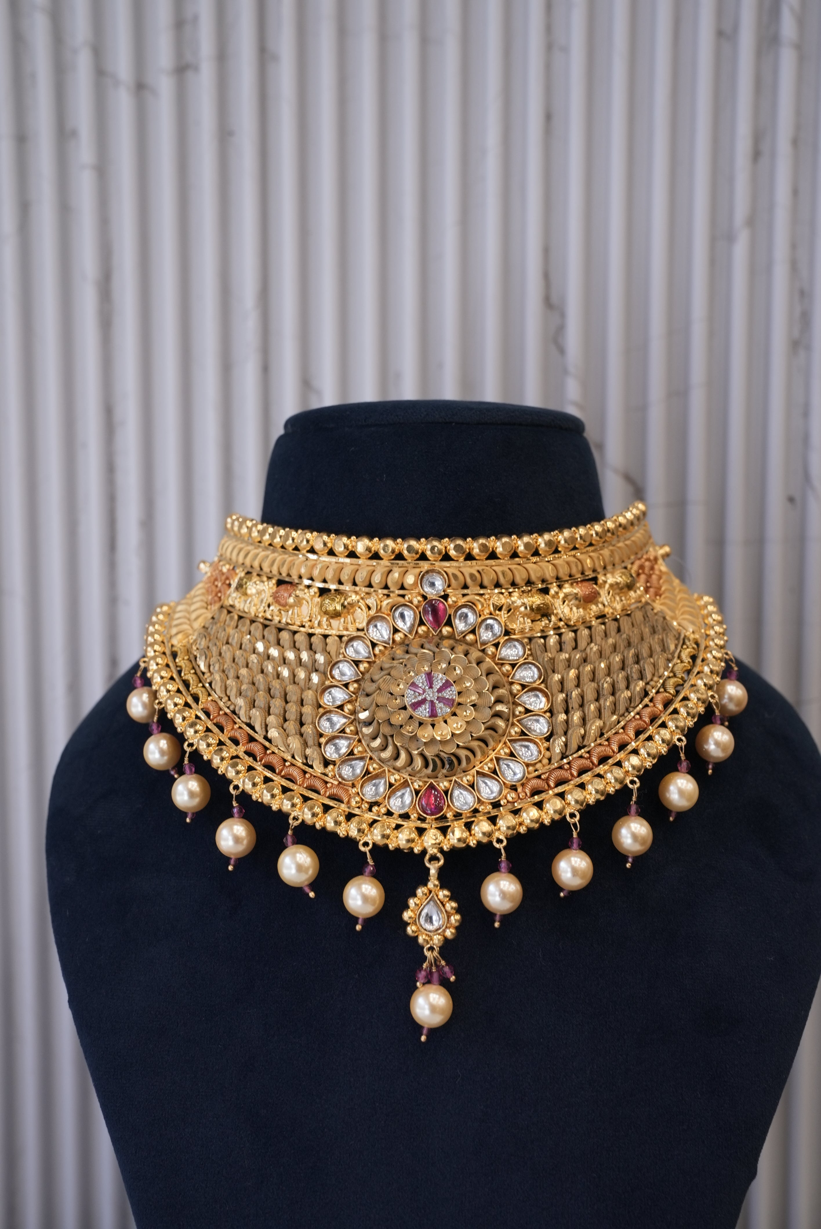 The Regal Bloom, Necklace, Gold Patra demi-fine jewellery, SKU N_CH_2 image 1
