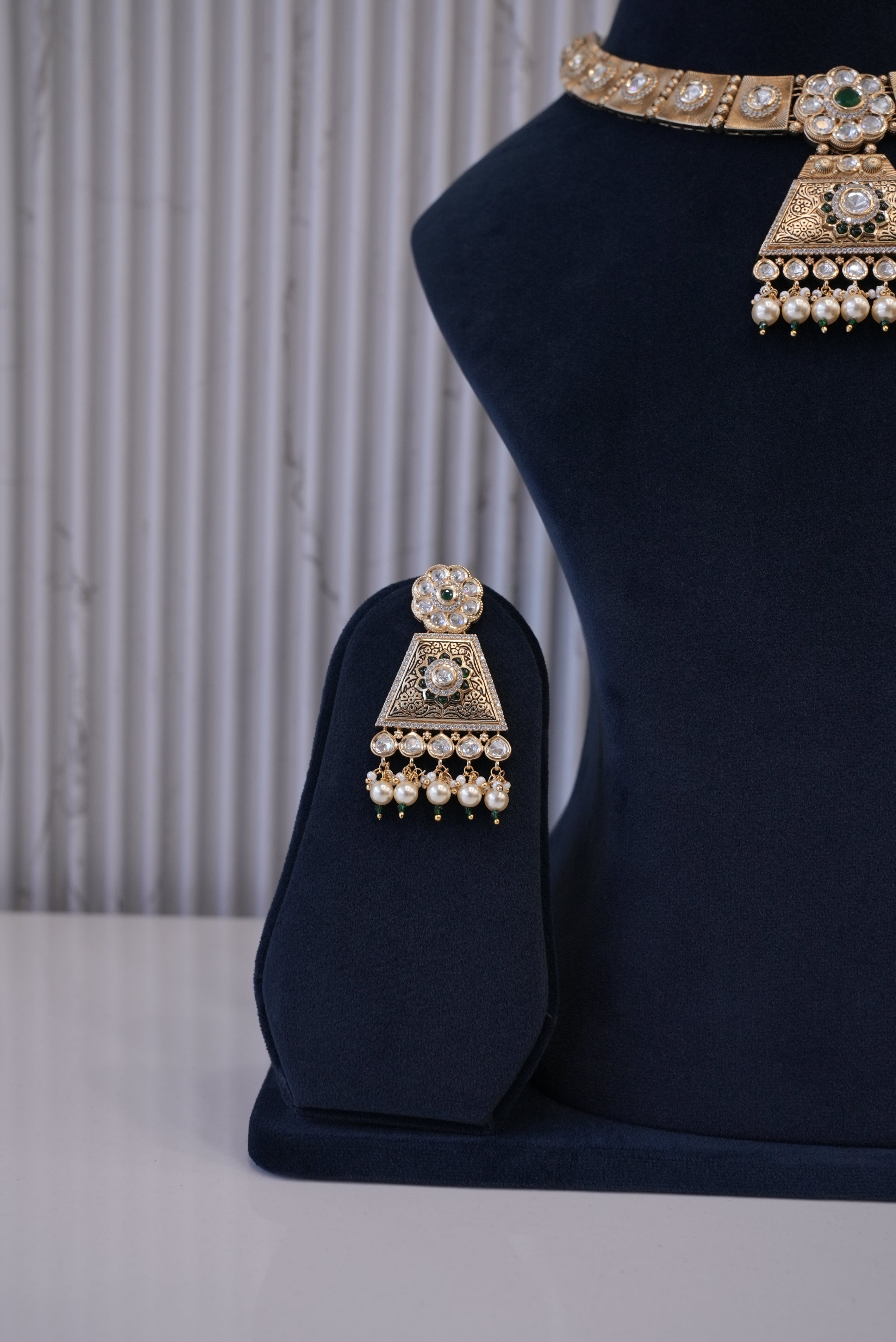 Sheesh Mahal Set, Necklace, Gold Patra demi-fine jewellery, SKU N_KS_6 image 2