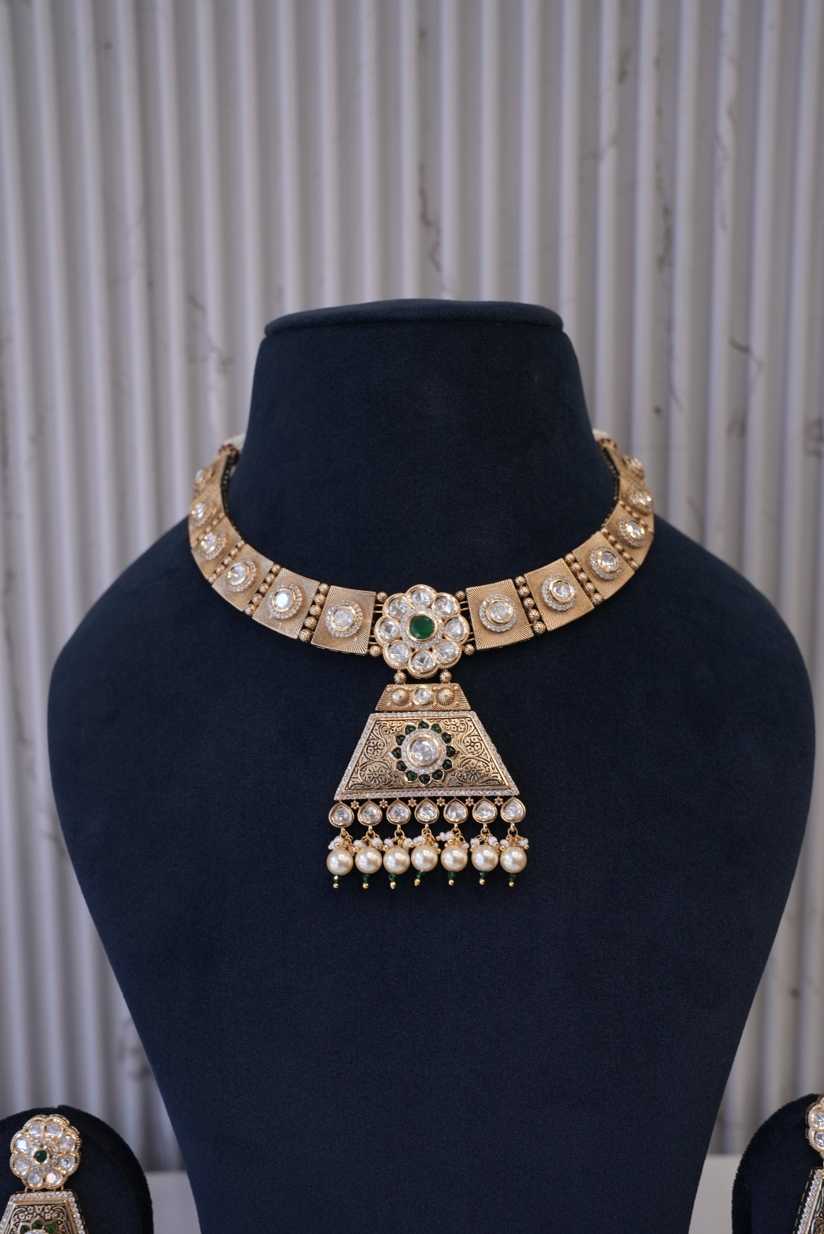 Sheesh Mahal Set, Necklace, Gold Patra demi-fine jewellery, SKU N_KS_6 image 1
