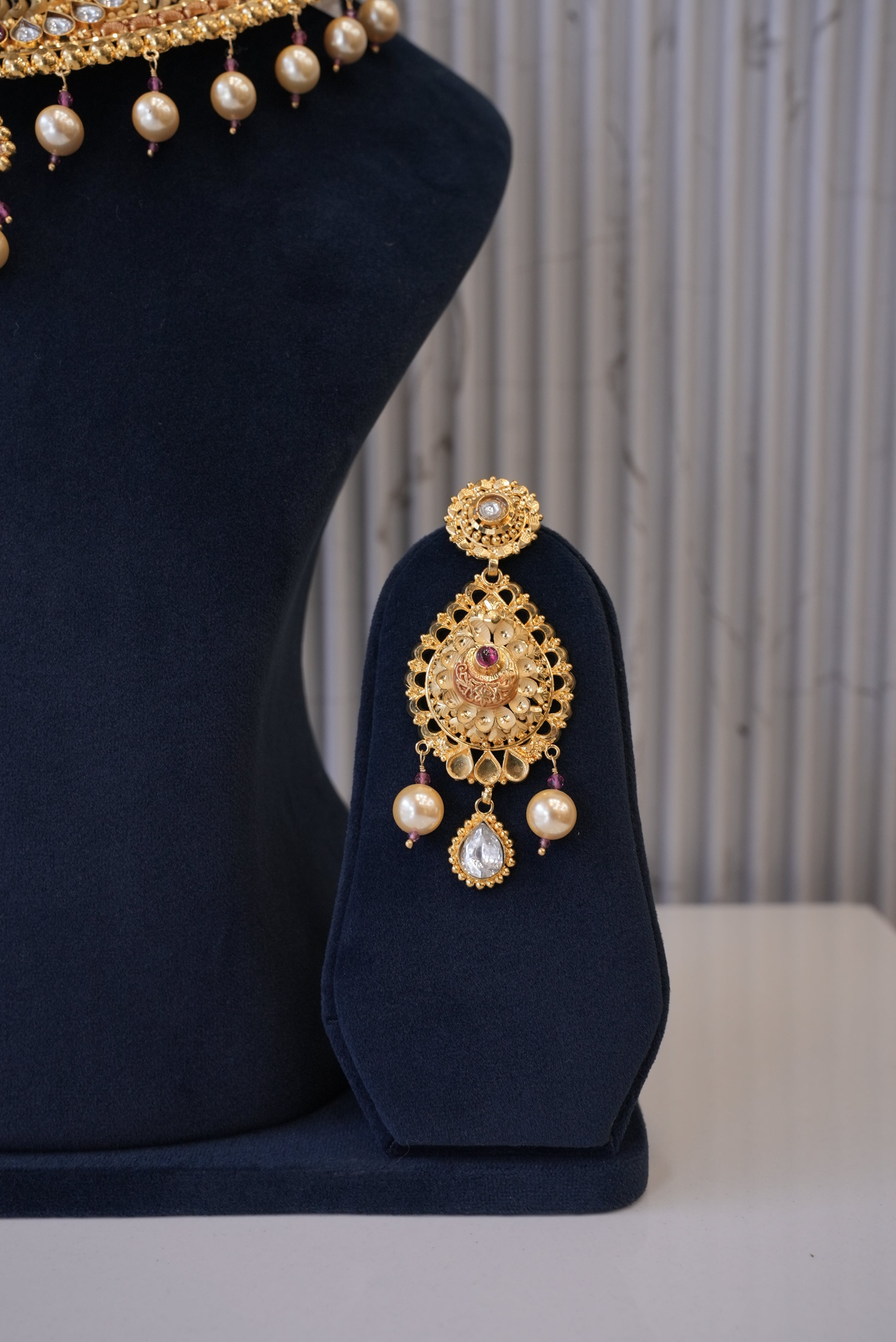 The Regal Bloom, Necklace, Gold Patra demi-fine jewellery, SKU N_CH_2 image 2
