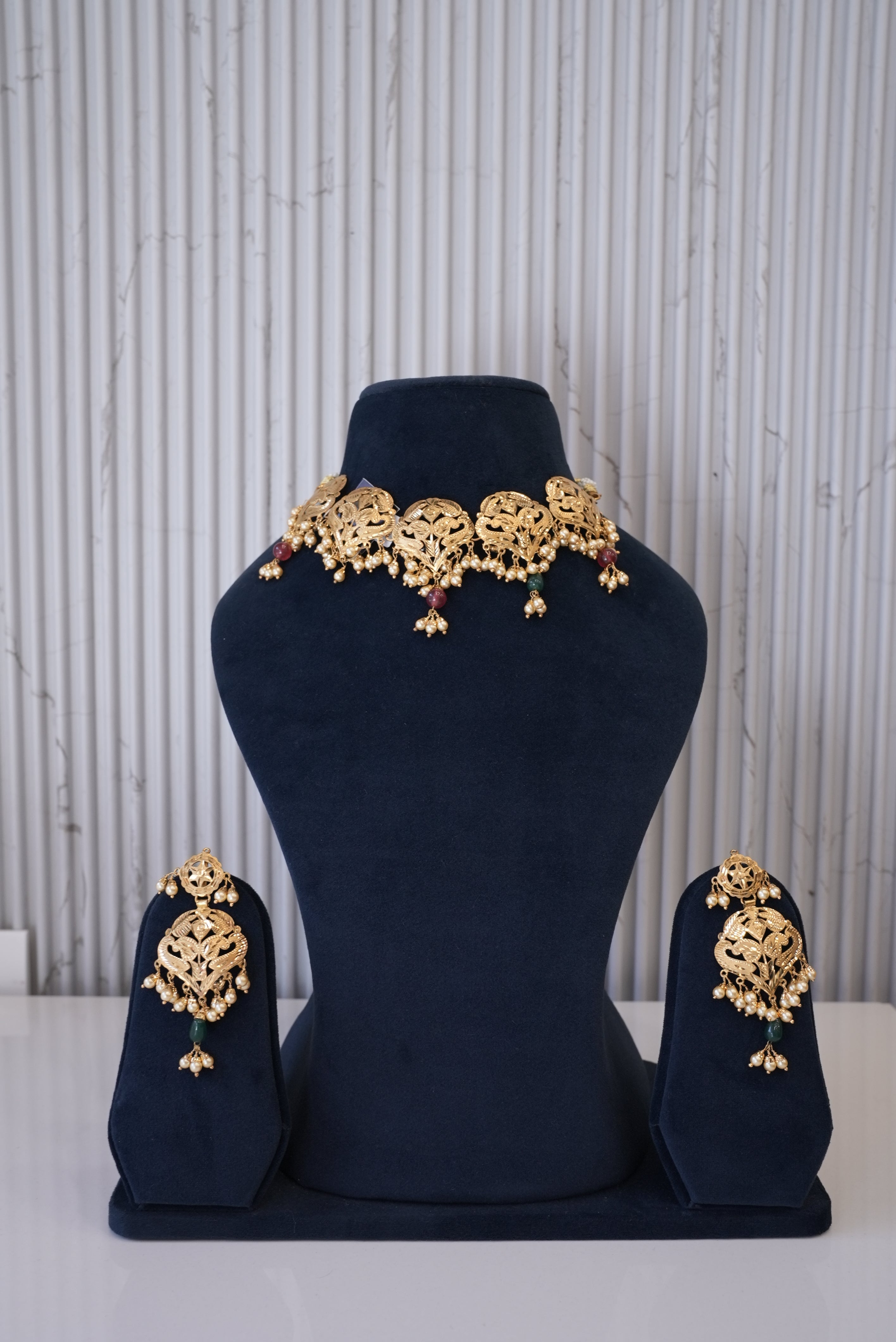 Rajwada Royale, Necklace, Gold Patra demi-fine jewellery, SKU N_JS_2 image 0
